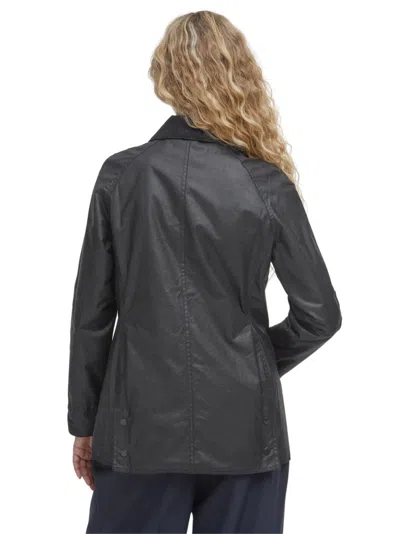 Barbour Black Coat With Button-up Front In Blue