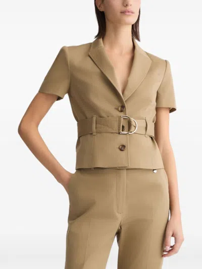 Liu •jo Liu Jo Belted Beige Jacket In Brown