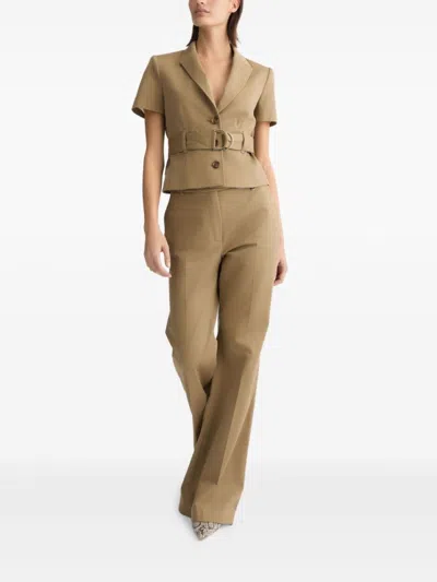 Liu •jo Liu Jo Belted Beige Jacket In Brown