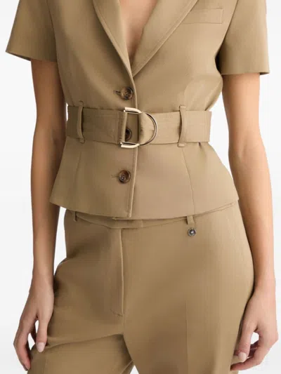 Liu •jo Liu Jo Belted Beige Jacket In Brown