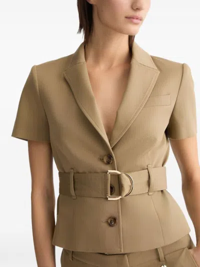 Liu •jo Liu Jo Belted Beige Jacket In Brown