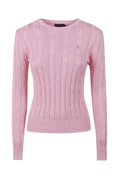 Polo Ralph Lauren Cable Knit Crew Neck Sweater Knitwear Rose In Pink