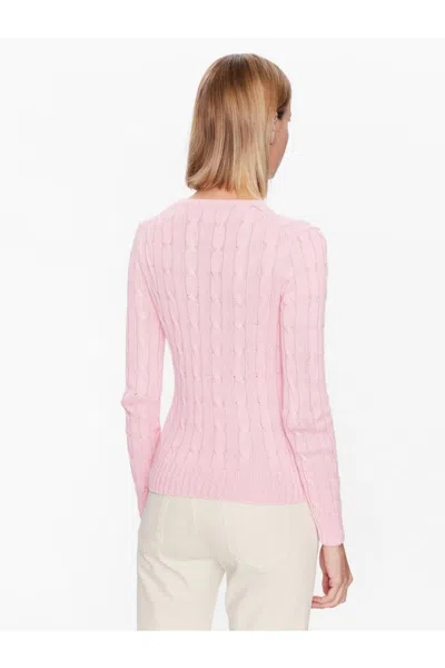 Polo Ralph Lauren Cable Knit Crew Neck Sweater Knitwear Rose In Pink