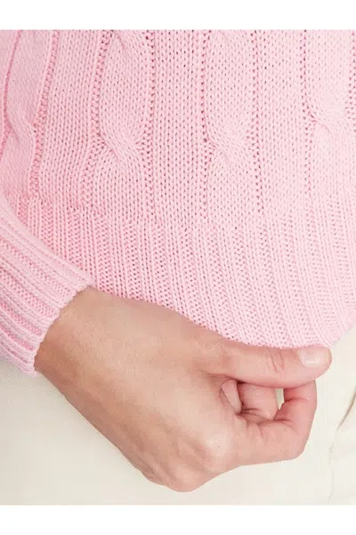 Polo Ralph Lauren Cable Knit Crew Neck Sweater Knitwear Rose In Pink