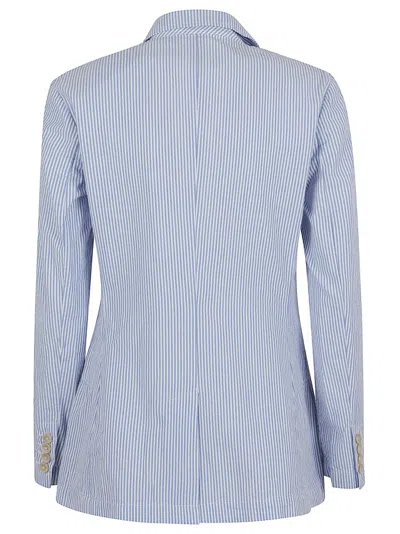 Polo Ralph Lauren Tailored Cotton Blazer With Subtle Striped Pattern In Blue