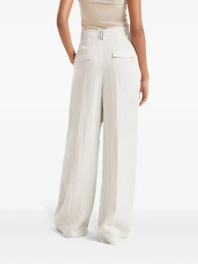 Brunello Cucinelli High-waisted Wide-leg Trousers With Concealed Fastening In White