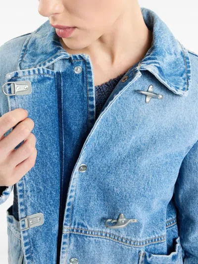 Fay Light Wash Denim Jacket With Vintage Appeal In Blue