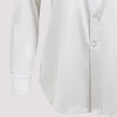 Polo Ralph Lauren Mist White Mulberry Silk Cameron Long Sleeves Button Front Shirt In White