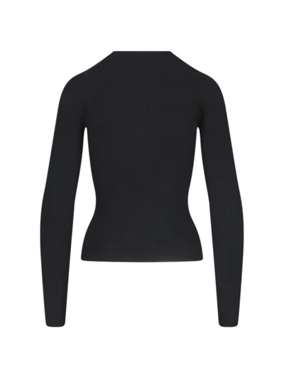 Courrèges Slash Logo Top In Black Fabric In Black