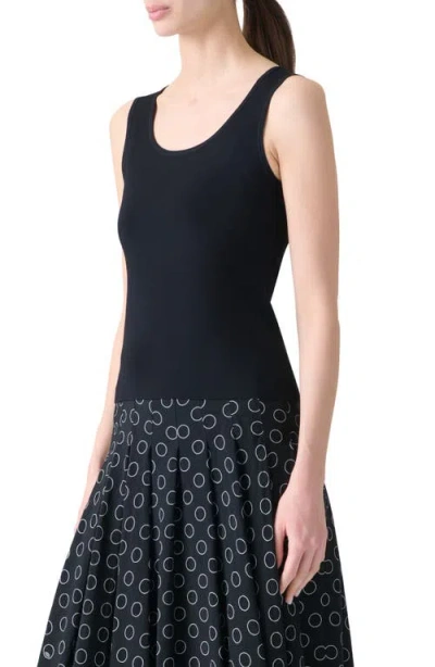Akris Punto Piped Scoop Neck Virgin Merino Wool Rib Sweater Tank
