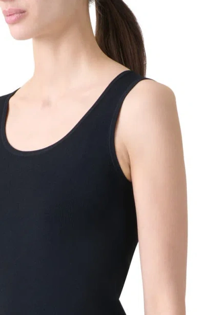 Akris Punto Piped Scoop Neck Virgin Merino Wool Rib Sweater Tank