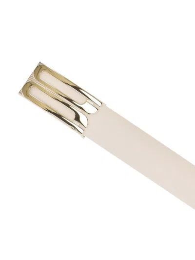 Victoria Beckham Adjustable Length Metallic Buckle Smooth Finish Belts In Neutral