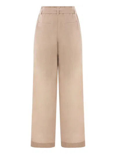 Brunello Cucinelli Relaxed Fit Trousers With Elasticated Waistband In Neutral