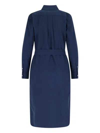 Polo Ralph Lauren Button-down Belted Shirtdress In Blue