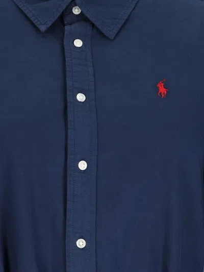 Polo Ralph Lauren Button-down Belted Shirtdress In Blue