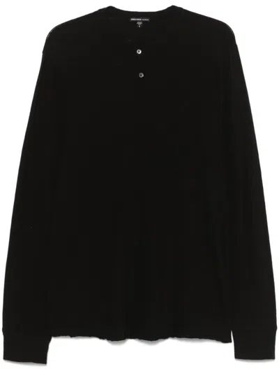 James Perse Polo In Black Cotton In Black