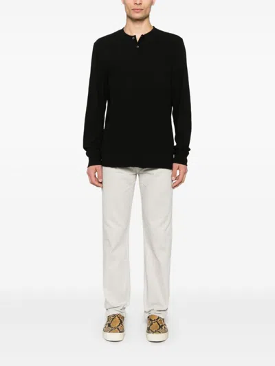 James Perse Polo In Black Cotton In Black
