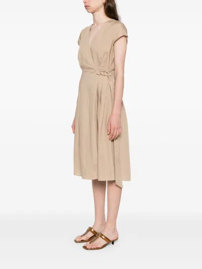 Twinset Twin-set Wrap Design Midi Dress In Brown