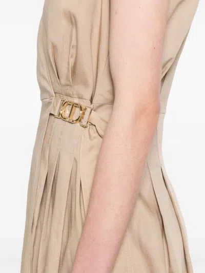 Twinset Twin-set Wrap Design Midi Dress In Brown