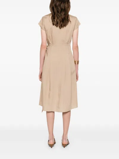 Twinset Twin-set Wrap Design Midi Dress In Brown
