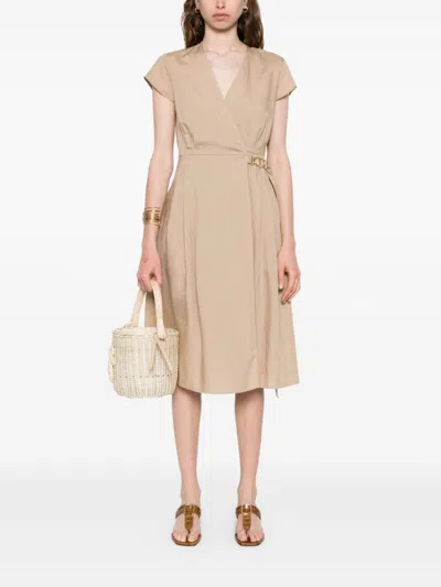 Twinset Twin-set Wrap Design Midi Dress In Brown