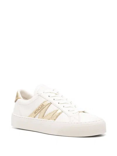 Moncler Ecru Sneakers With Contrasting Branded Heel