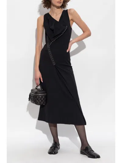 Mm6 Maison Margiela Mm6 By Maison Margiela Mid-length Black Fine Ribbed Dress In Black