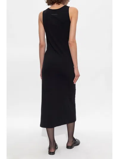 Mm6 Maison Margiela Mm6 By Maison Margiela Mid-length Black Fine Ribbed Dress In Black