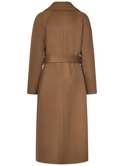 Polo Ralph Lauren Camel Cashmere Coat With Wide Lapels In Brown