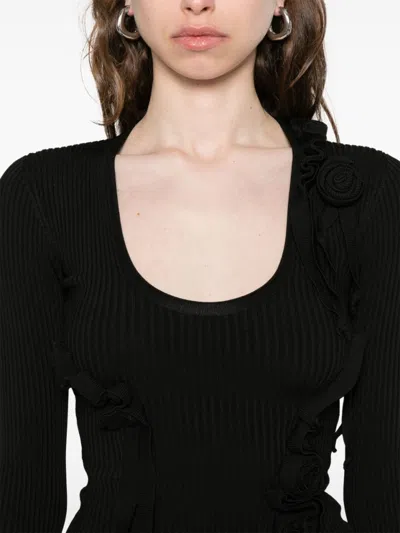 Coperni Scoop Neck Top With Decorative Ruffles In Black