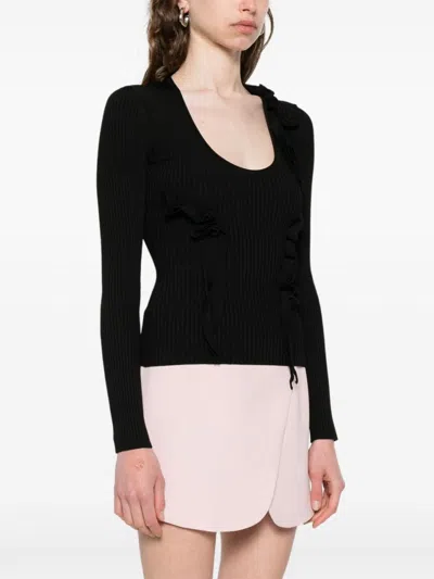 Coperni Scoop Neck Top With Decorative Ruffles In Black