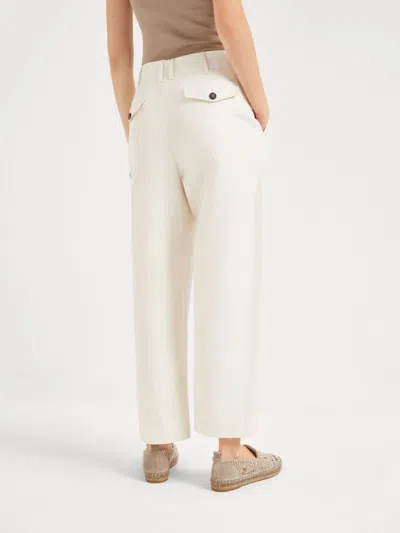 Brunello Cucinelli White Trousers With Concealed Fly In Gray
