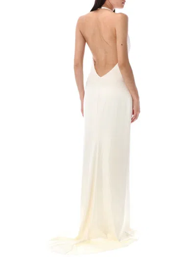 Polo Ralph Lauren Halter Design Satin Gown In White