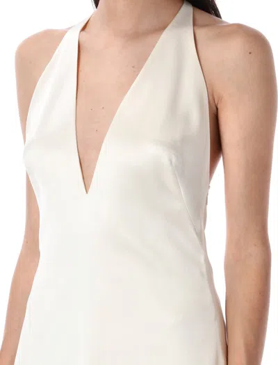 Polo Ralph Lauren Halter Design Satin Gown In White