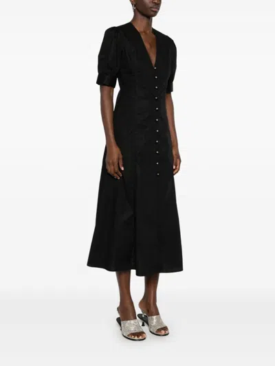 Twinset Twin-set Midi Dress With Front Button Fastening In Black