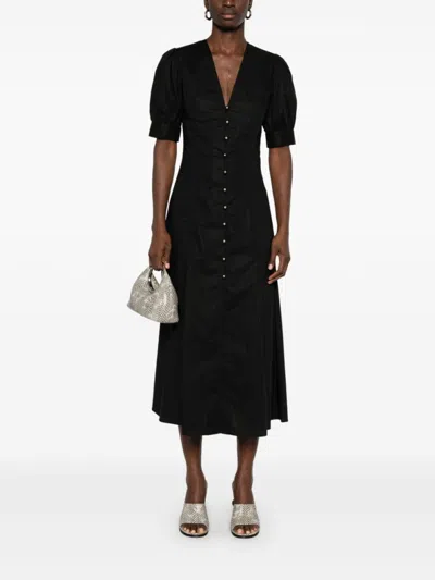Twinset Twin-set Midi Dress With Front Button Fastening In Black