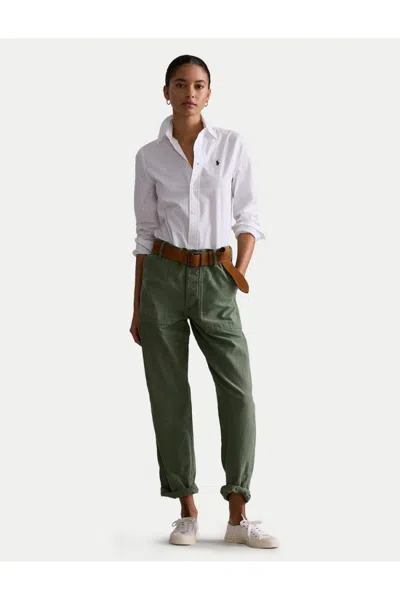 Polo Ralph Lauren Classic White Button-down Shirt In Cotton-elastan Blend In White