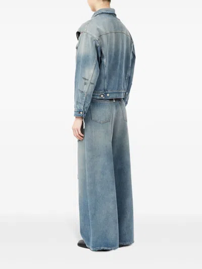 Mm6 Maison Margiela Mm6 By Maison Margiela Washed Denim Jacket With Distressed Detailing In Blue
