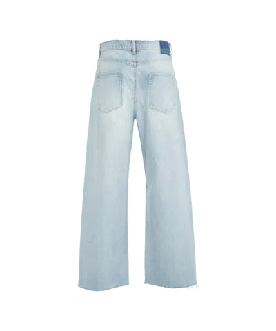 Golden Goose Fringed Hem Wide Leg Destroyed Jeans In Blue