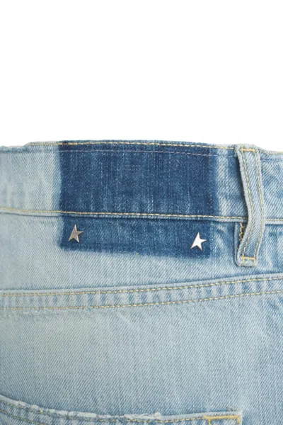 Golden Goose Fringed Hem Wide Leg Destroyed Jeans In Blue