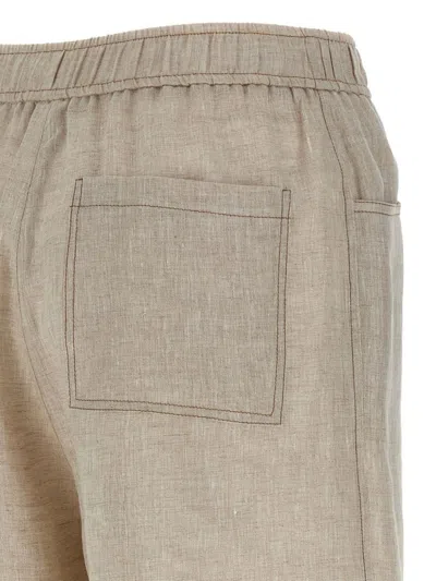 Brunello Cucinelli Relaxed Straight-leg Trousers With Logo Patch In Neutral