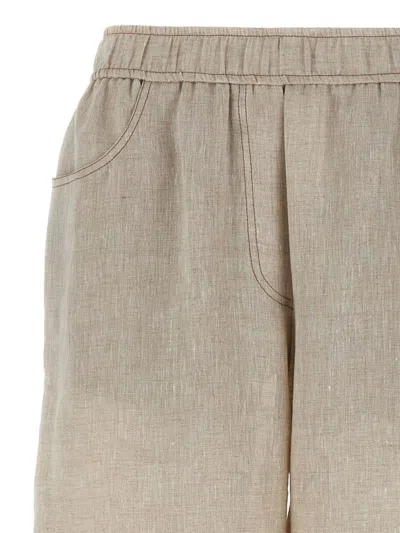 Brunello Cucinelli Relaxed Straight-leg Trousers With Logo Patch In Neutral