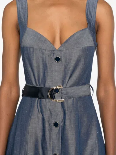 Liu •jo Liu Jo Midi Dress With Sweetheart Neckline In Blue