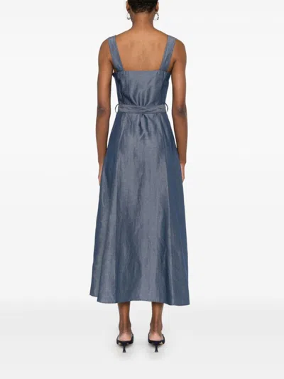 Liu •jo Liu Jo Midi Dress With Sweetheart Neckline In Blue