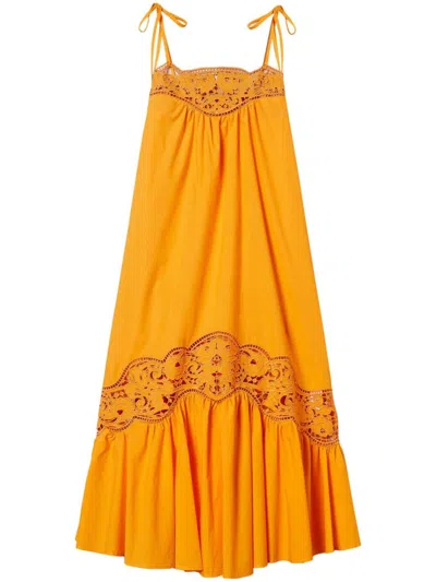 Twinset Twin-set Maxi Dress With Thin Shoulder Straps In Orange