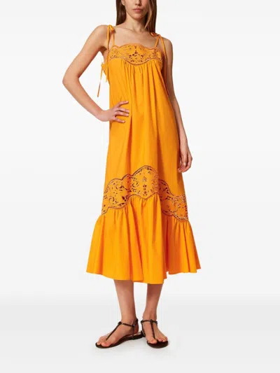 Twinset Twin-set Maxi Dress With Thin Shoulder Straps In Orange
