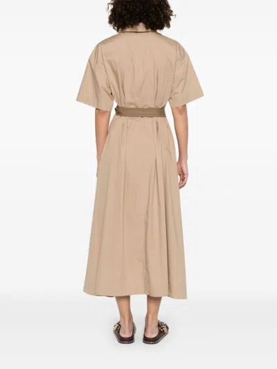 Brunello Cucinelli Women Cotton Belted Dress In Neutral