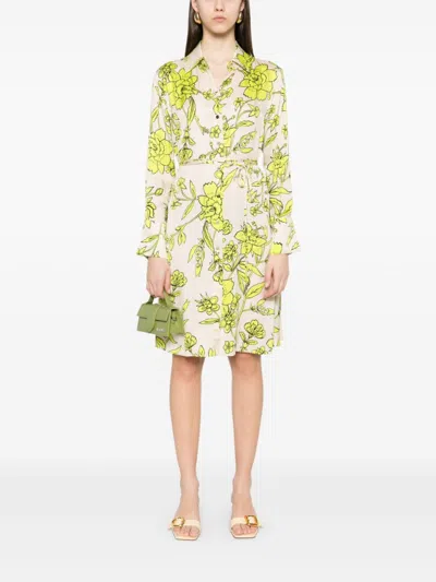 Liu •jo Liu Jo Floral Wrap Dress With Adjustable Waist In Yellow