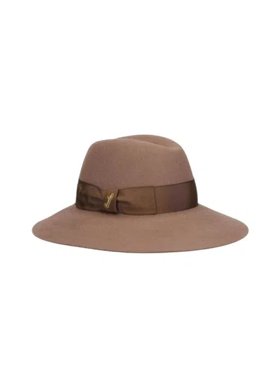 Borsalino Wide-brimmed Claudette Felt Hat With Logo Band In Brown