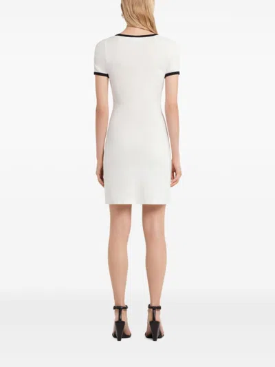 Courrèges Scoop Neck Dress With Embroidered Logo In White